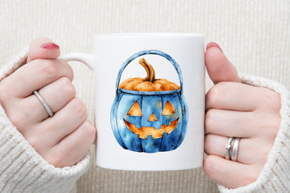 Watercolor Blue Halloween Clipart Bundle PNG