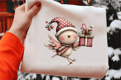 Watercolor Christmas Birds Clipart PNG