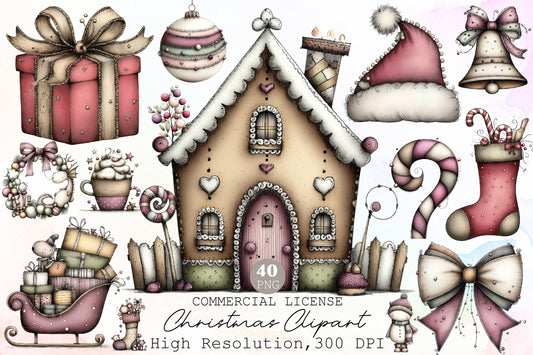 Watercolor Christmas Clipart PNG Bundle