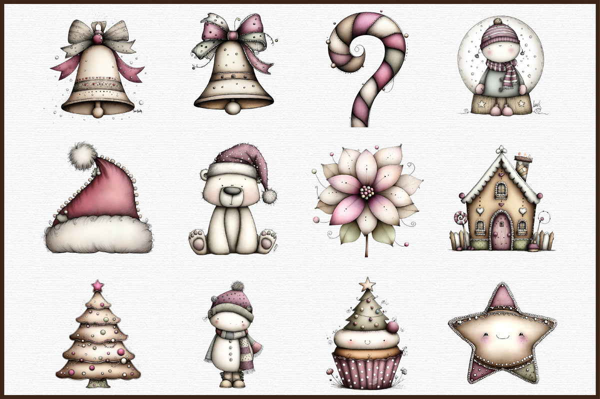 Watercolor Christmas Clipart PNG Bundle