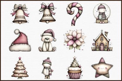 Watercolor Christmas Clipart PNG Bundle