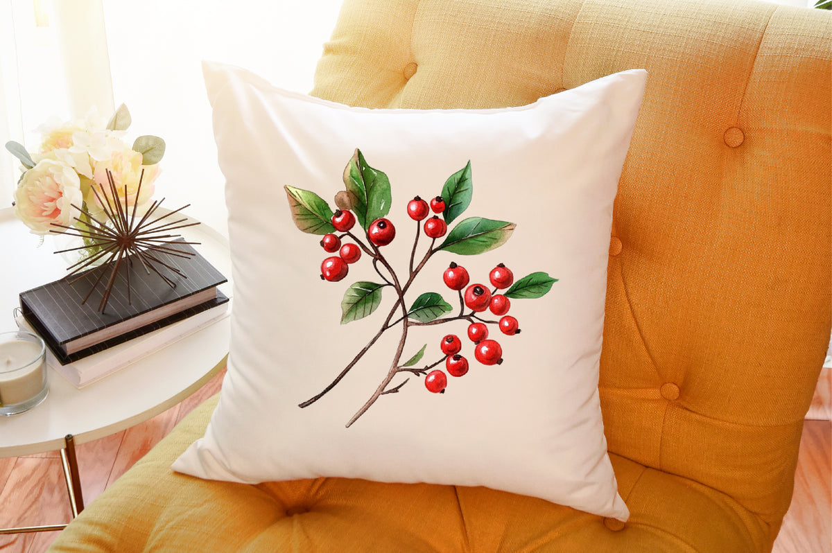 Watercolor Christmas Flowers Clipart PNG Bundle