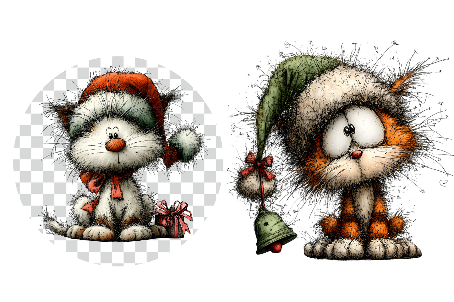 Watercolor Christmas Kitten Clipart PNG – 4 Designs