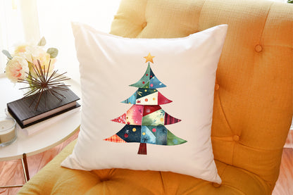 Watercolor Christmas Patchwork Clipart Bundle PNG
