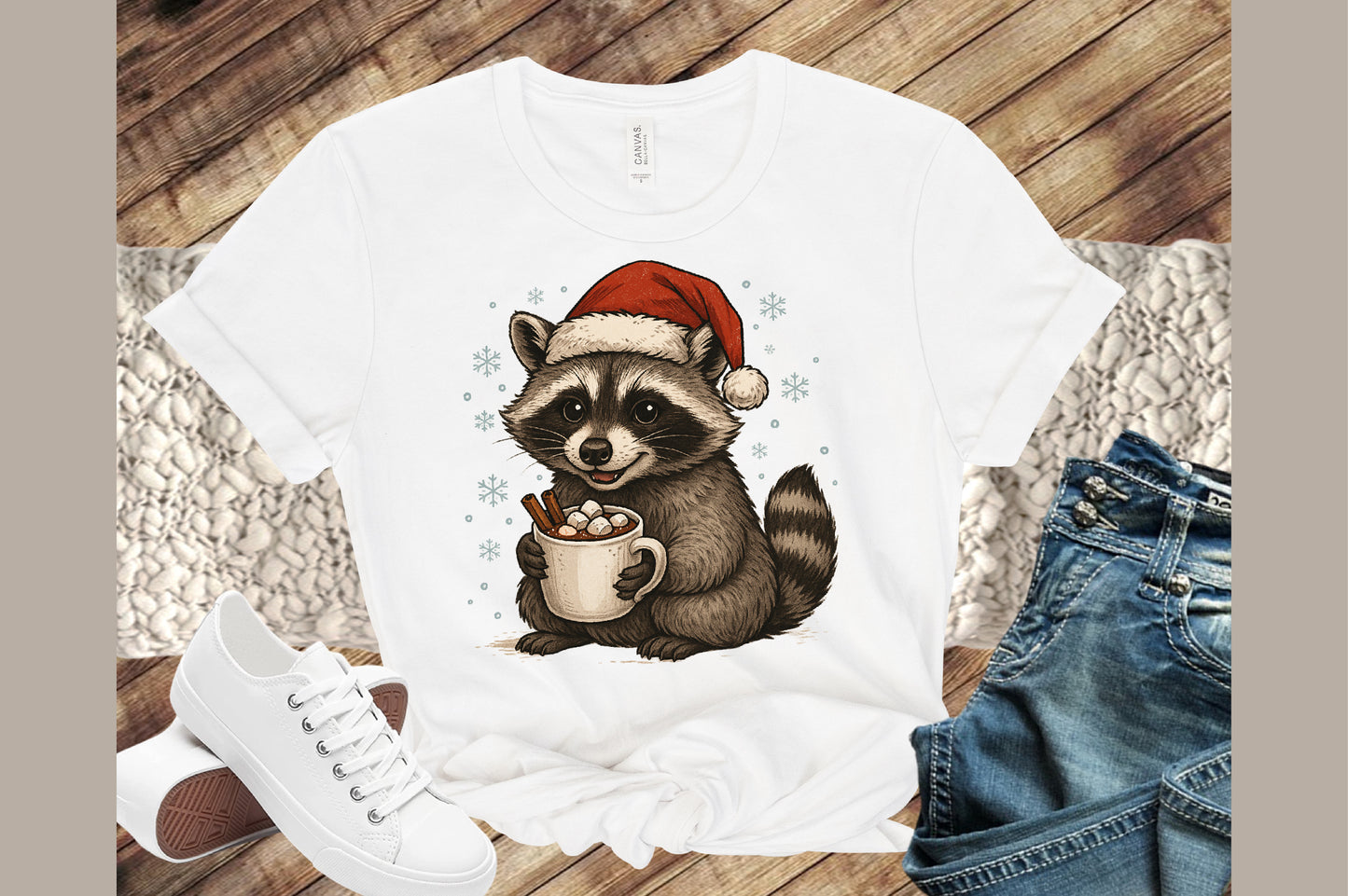 Watercolor Christmas Raccoon PNG Clipart