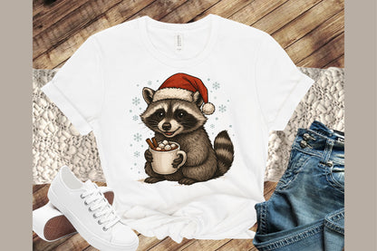 Watercolor Christmas Raccoon PNG Clipart