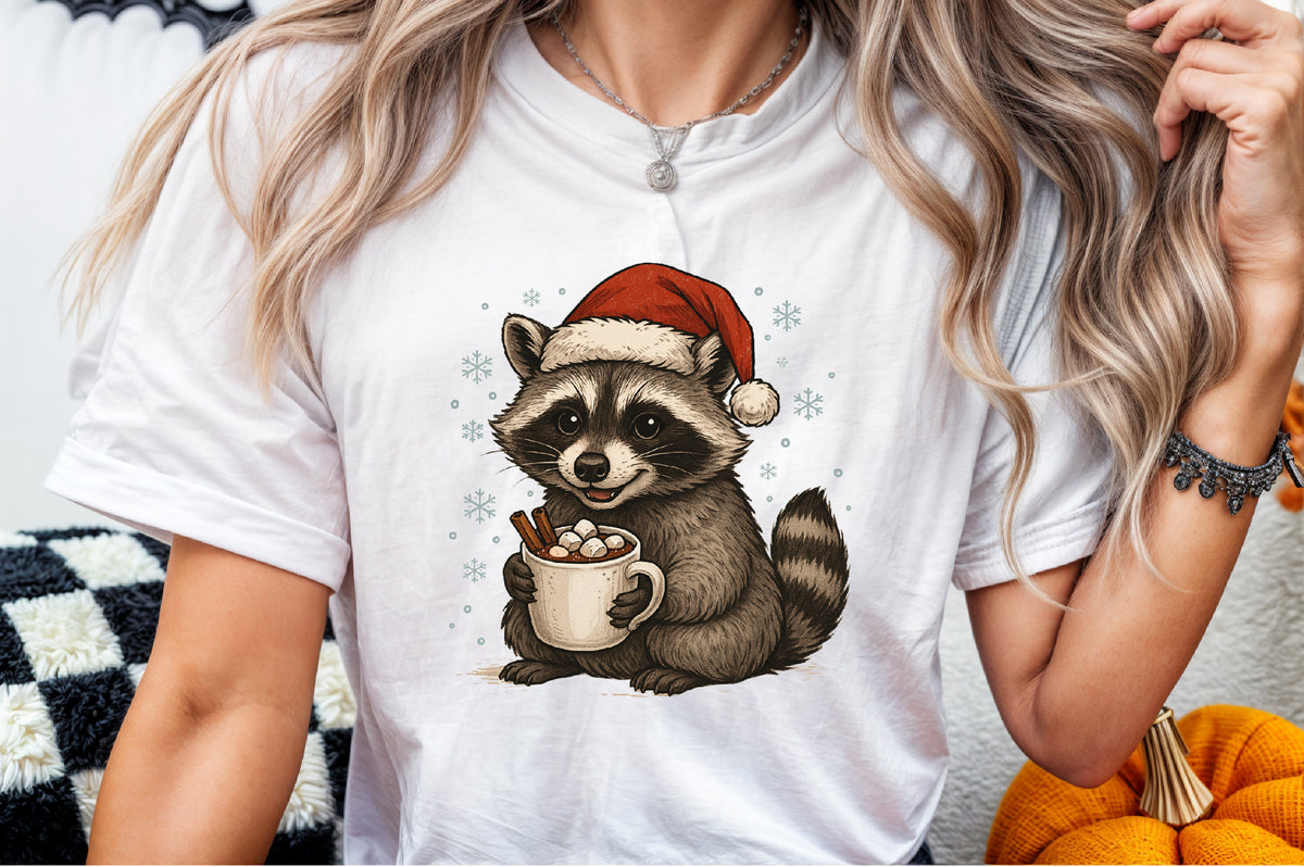 Watercolor Christmas Raccoon PNG Clipart