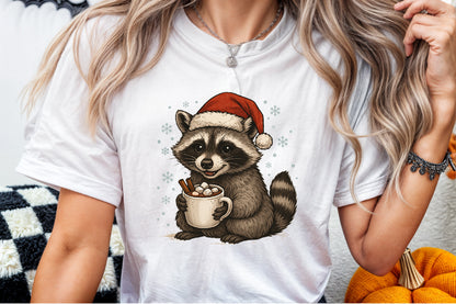 Watercolor Christmas Raccoon PNG Clipart