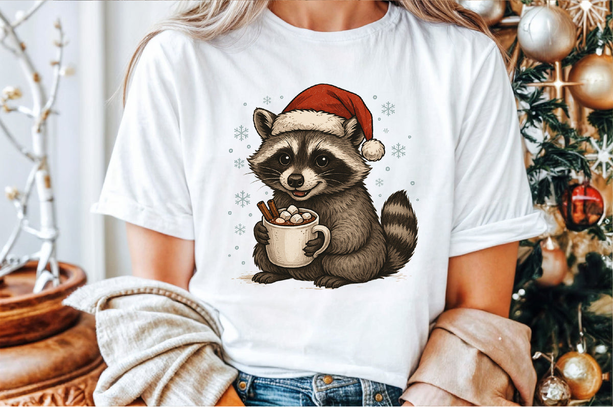 Watercolor Christmas Raccoon PNG Clipart