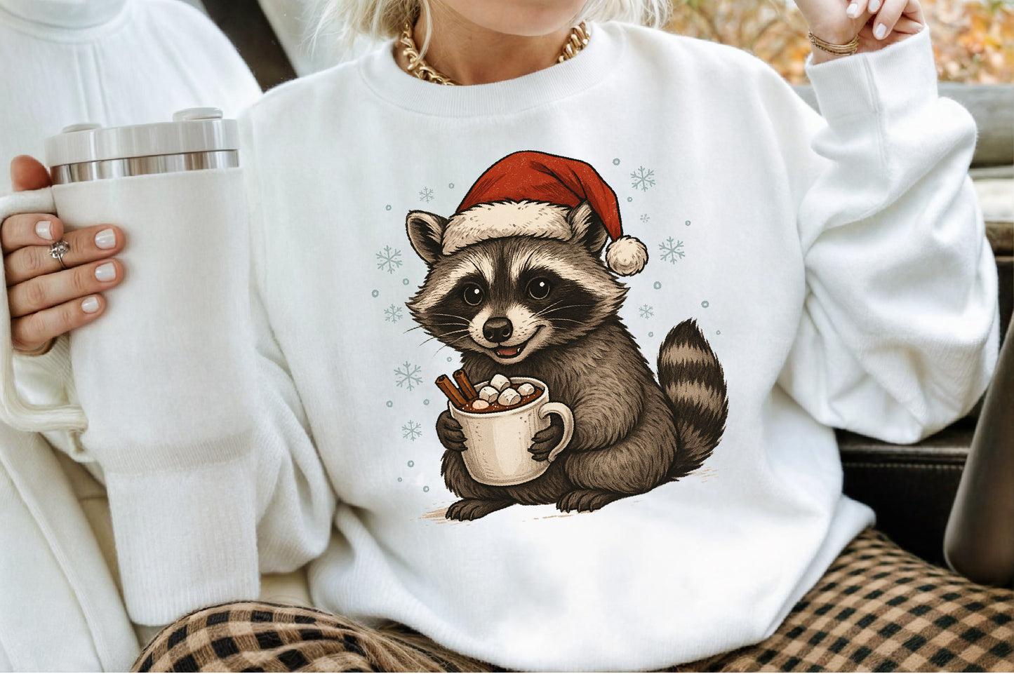 Watercolor Christmas Raccoon PNG Clipart