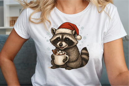 Watercolor Christmas Raccoon PNG Clipart