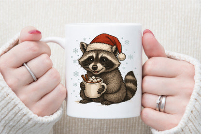Watercolor Christmas Raccoon PNG Clipart
