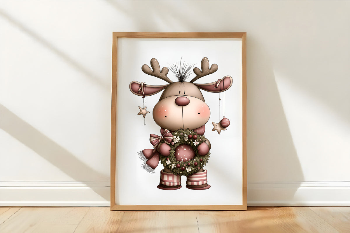 Watercolor Christmas Reindeer Clipart PNG