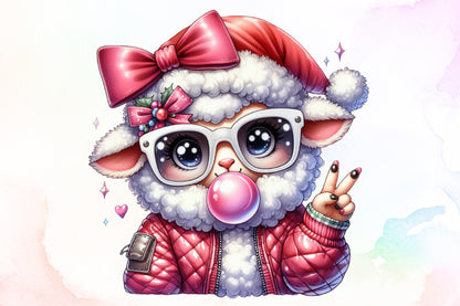 Cute Christmas Sheep PNG