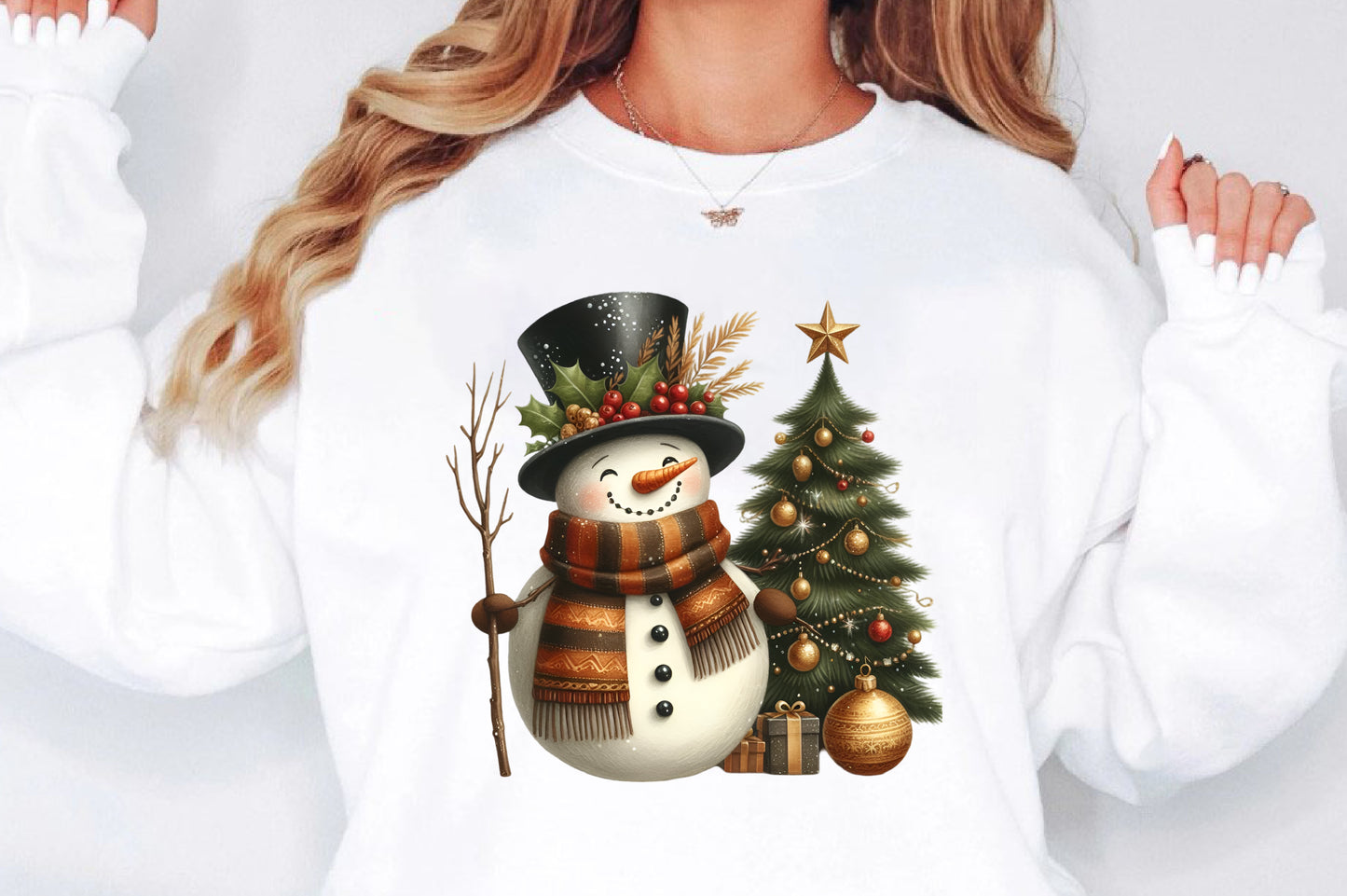 Watercolor Christmas Snowman PNG | Cute Snowman & Christmas Tree Winter Holiday Sublimation