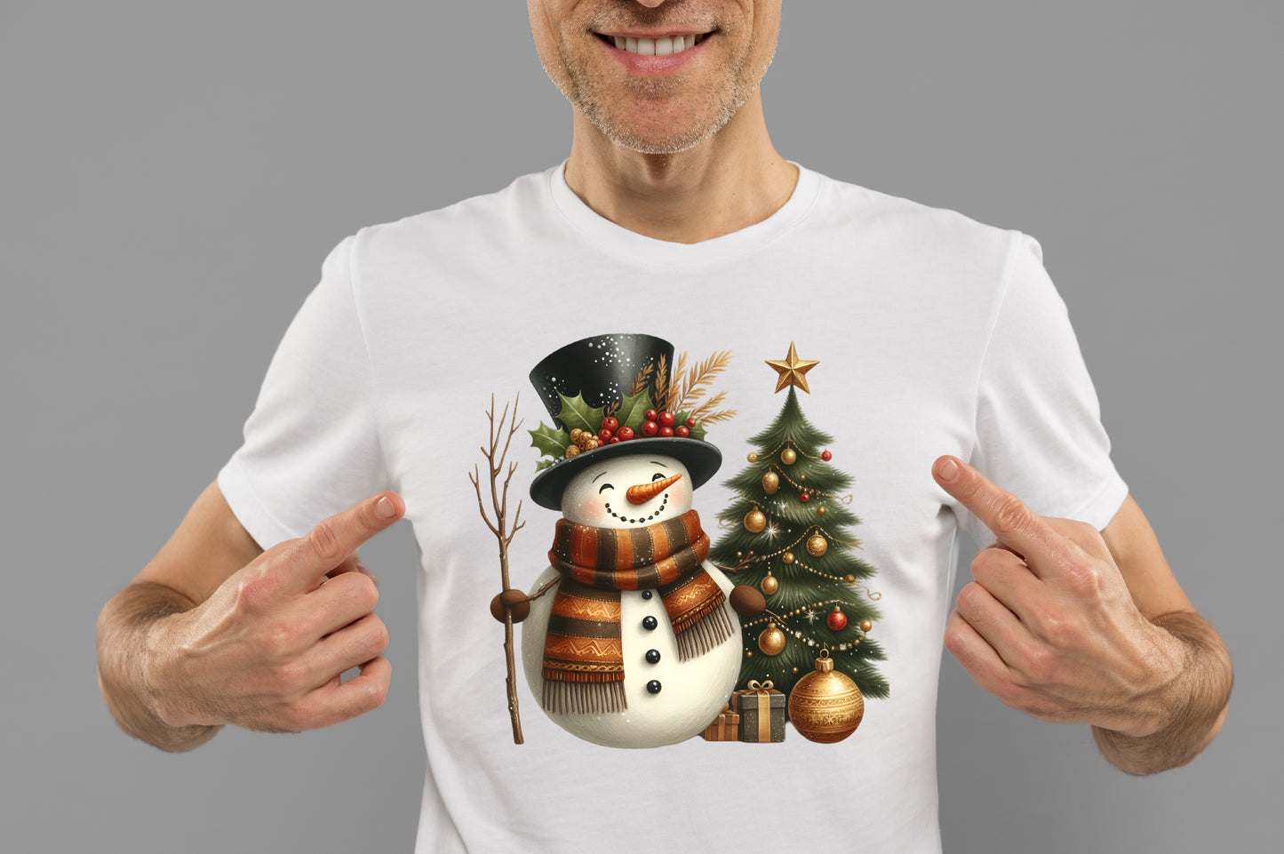 Watercolor Christmas Snowman PNG | Cute Snowman & Christmas Tree Winter Holiday Sublimation