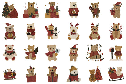Christmas Teddy Bear Clipart PNG Cute Bears Cheese Cookies Holiday Sublimation Bundle