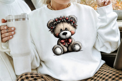 Christmas Teddy Bear Clipart Set PNG Cute Winter Bear Coffee Santa Holiday Sublimation Bundle