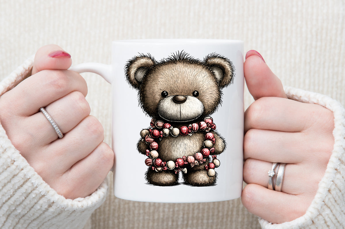Christmas Teddy Bear Clipart Set PNG Cute Winter Bear Coffee Santa Holiday Sublimation Bundle