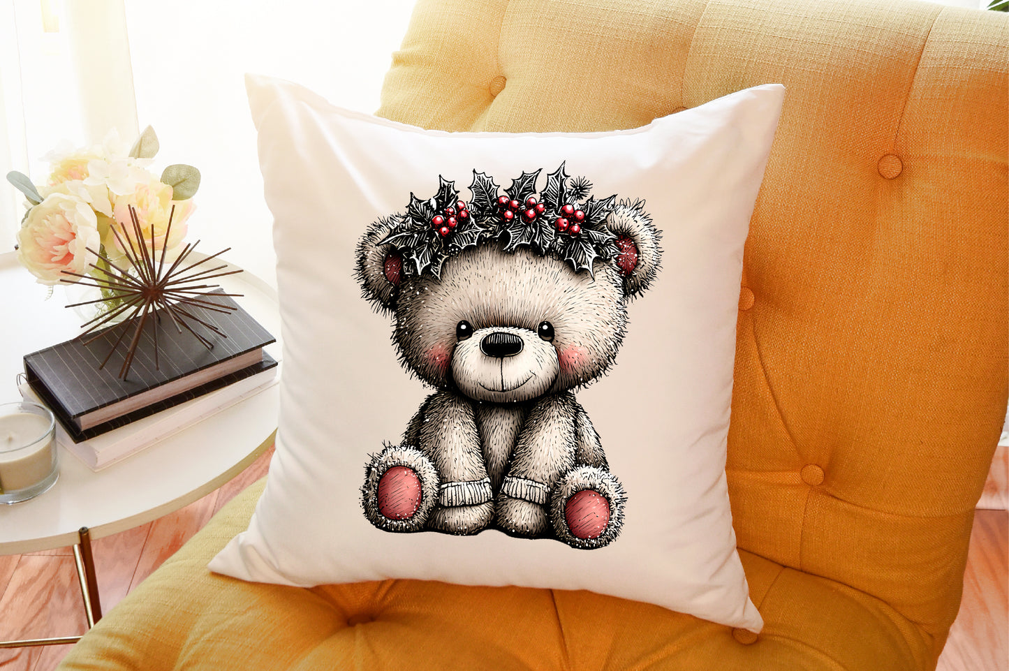 Christmas Teddy Bear Clipart Set PNG Cute Winter Bear Coffee Santa Holiday Sublimation Bundle