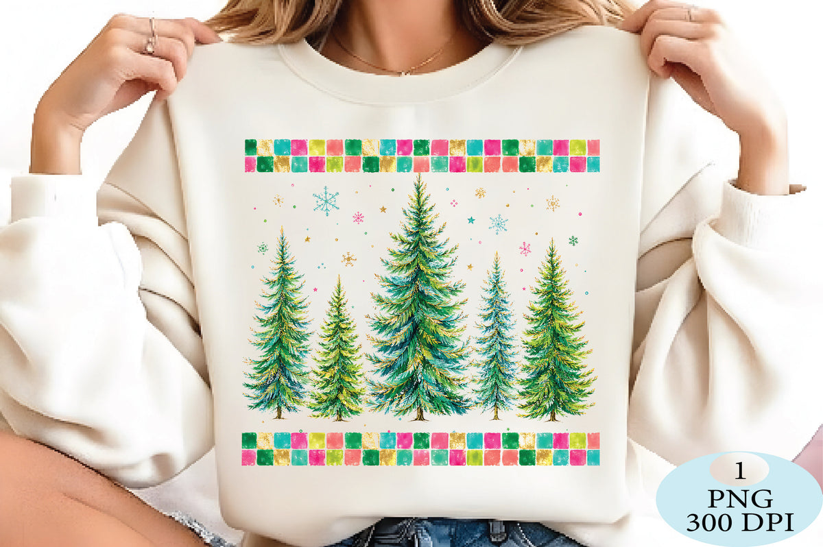 Watercolor Christmas Tree Forest PNG