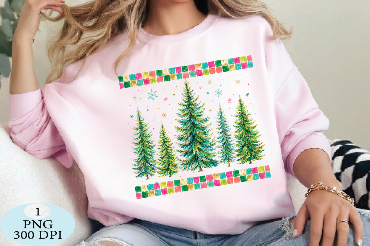 Watercolor Christmas Tree Forest PNG