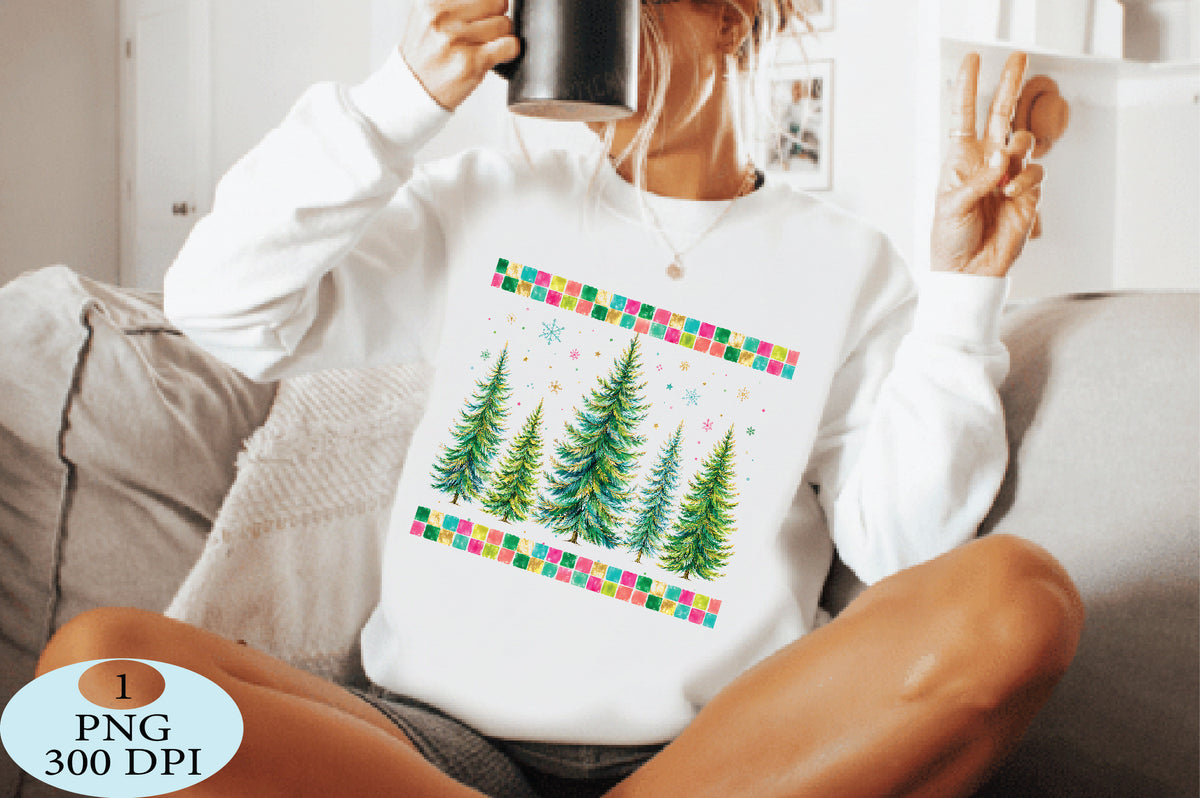 Watercolor Christmas Tree Forest PNG