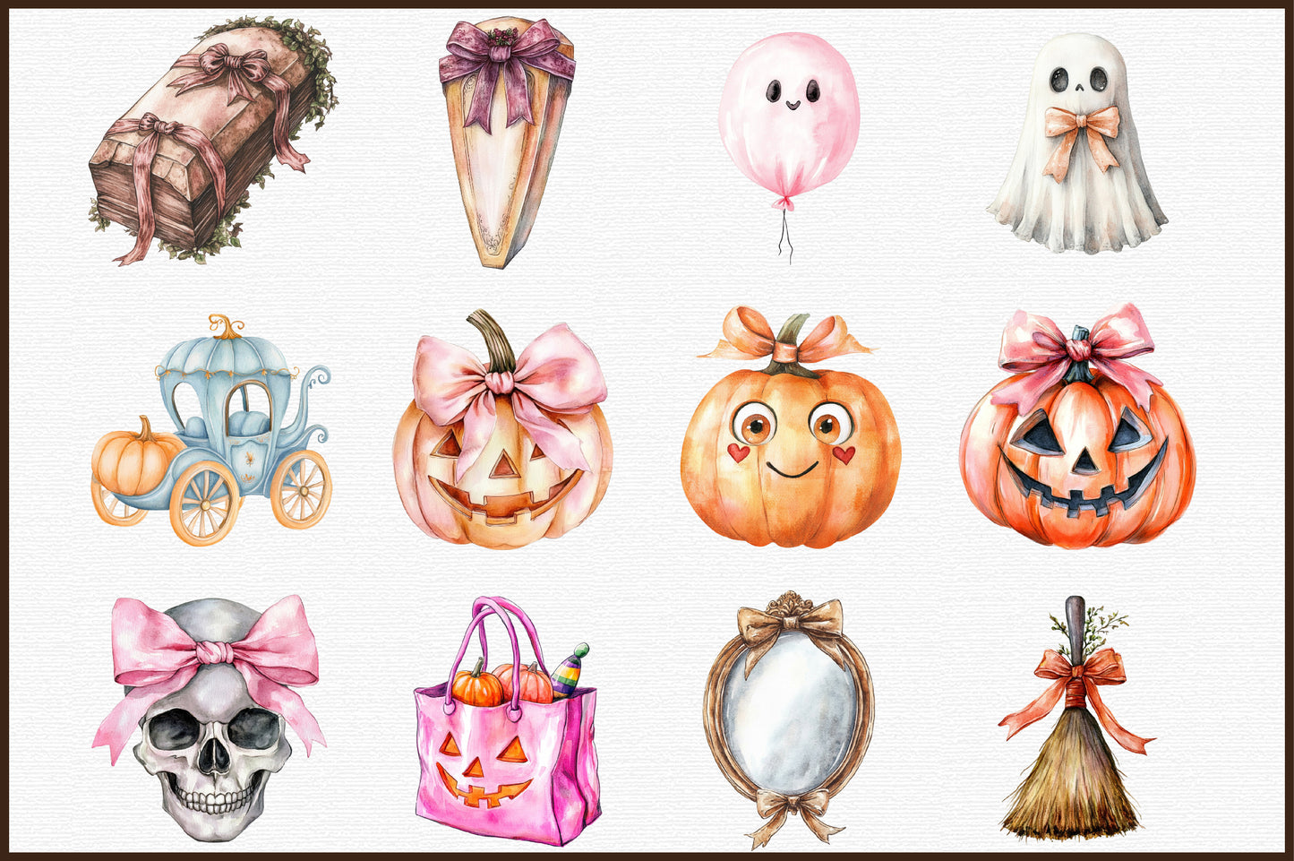 Coquette Halloween PNG Bundle Pink Spooky Clipart