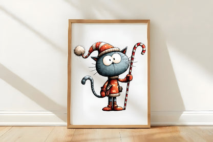 Watercolor Funny Christmas Cats Clipart PNG Bundle | Cute Holiday Kitty Clipart | Festive Christmas Cat PNG