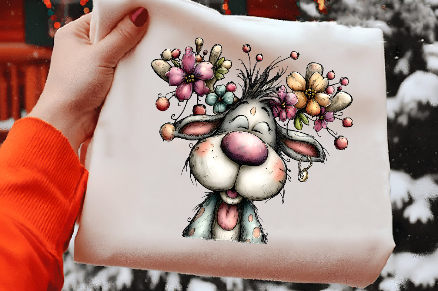 Watercolor Funny Reindeer Clipart PNG Bundle | Cute Holiday Reindeer Clipart | Festive Christmas Deer PNG