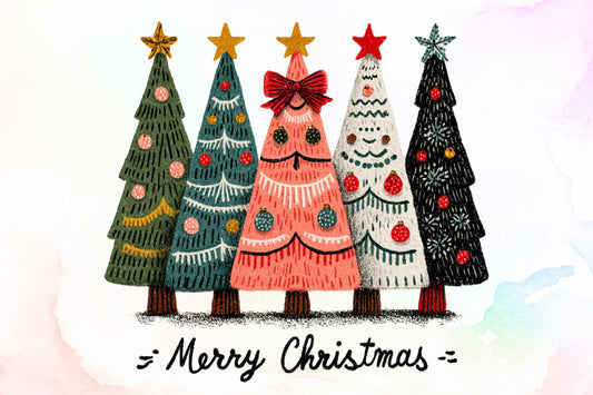 Watercolor Merry Christmas Tree PNG
