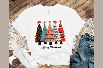 Watercolor Merry Christmas Tree PNG