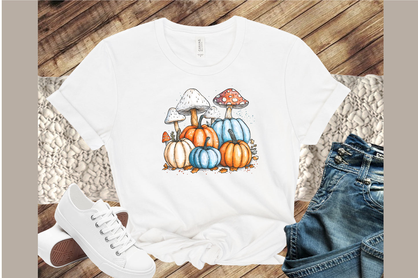 Mushrooms Pumpkins Autumn PNG Bundle Watercolor Clipart