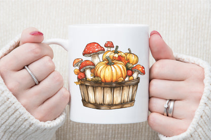 Mushrooms Pumpkins Autumn PNG Bundle Watercolor Clipart