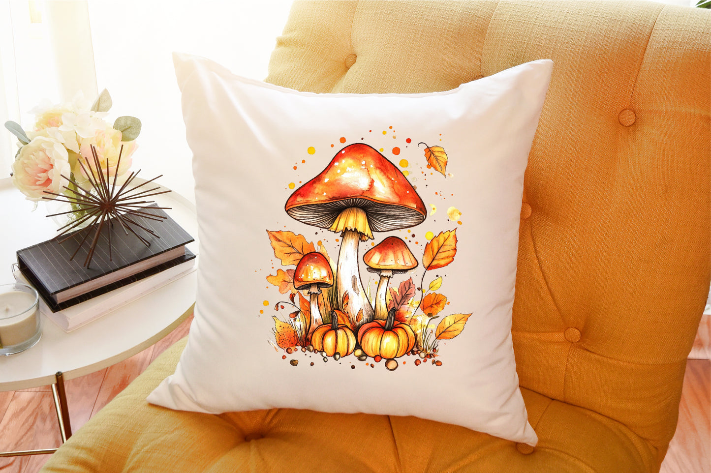 Mushrooms Pumpkins Autumn PNG Bundle Watercolor Clipart