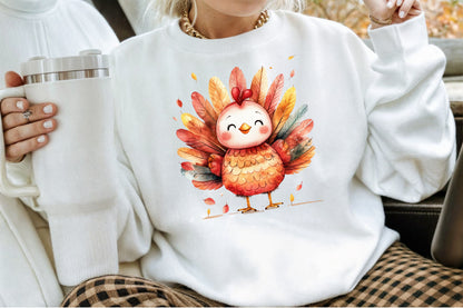 Watercolor Thanksgiving Turkey Clipart PNG Bundle