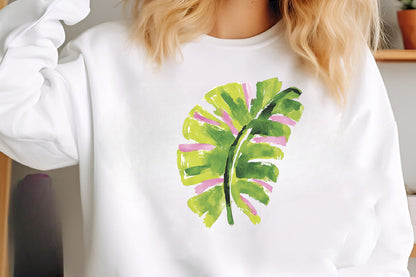 Watercolor Tropical Leaves PNG Clipart | Botanical Greenery Collection