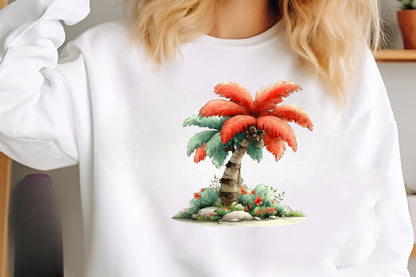 Watercolor Tropical Palm Tree Clipart | Tropical Beach Palm