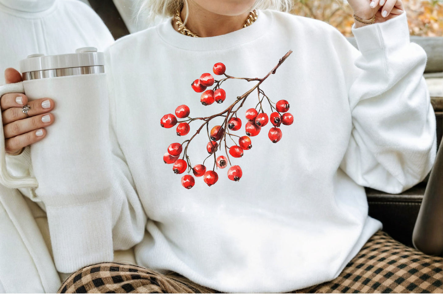 Watercolor Winter Berry Christmas Clipart PNG Bundle