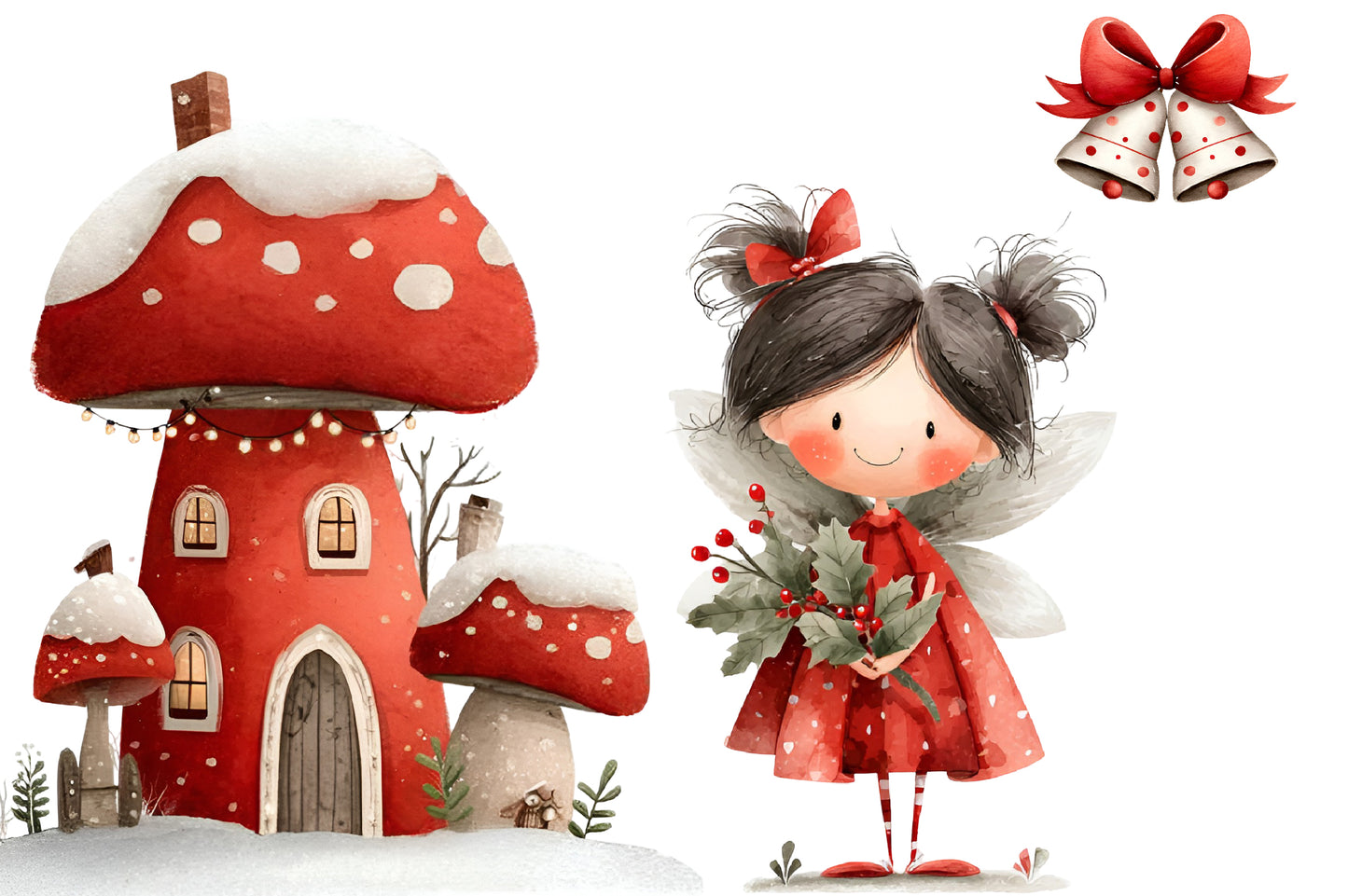 Watercolor Christmas Clipart PNG | Cute Christmas Characters & Holiday Winter Bundle | 27 Transparent PNG