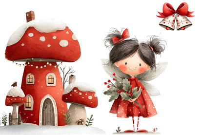 Watercolor Christmas Clipart PNG | Cute Christmas Characters & Holiday Winter Bundle | 27 Transparent PNG