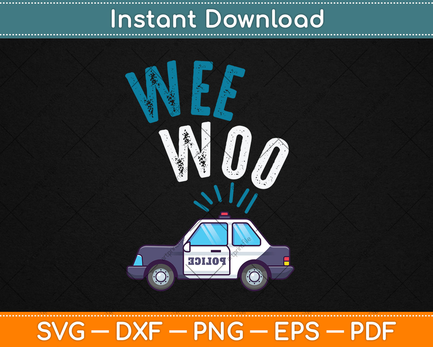 Wee Woo Police Car Funny Cute Svg Digital Cutting File