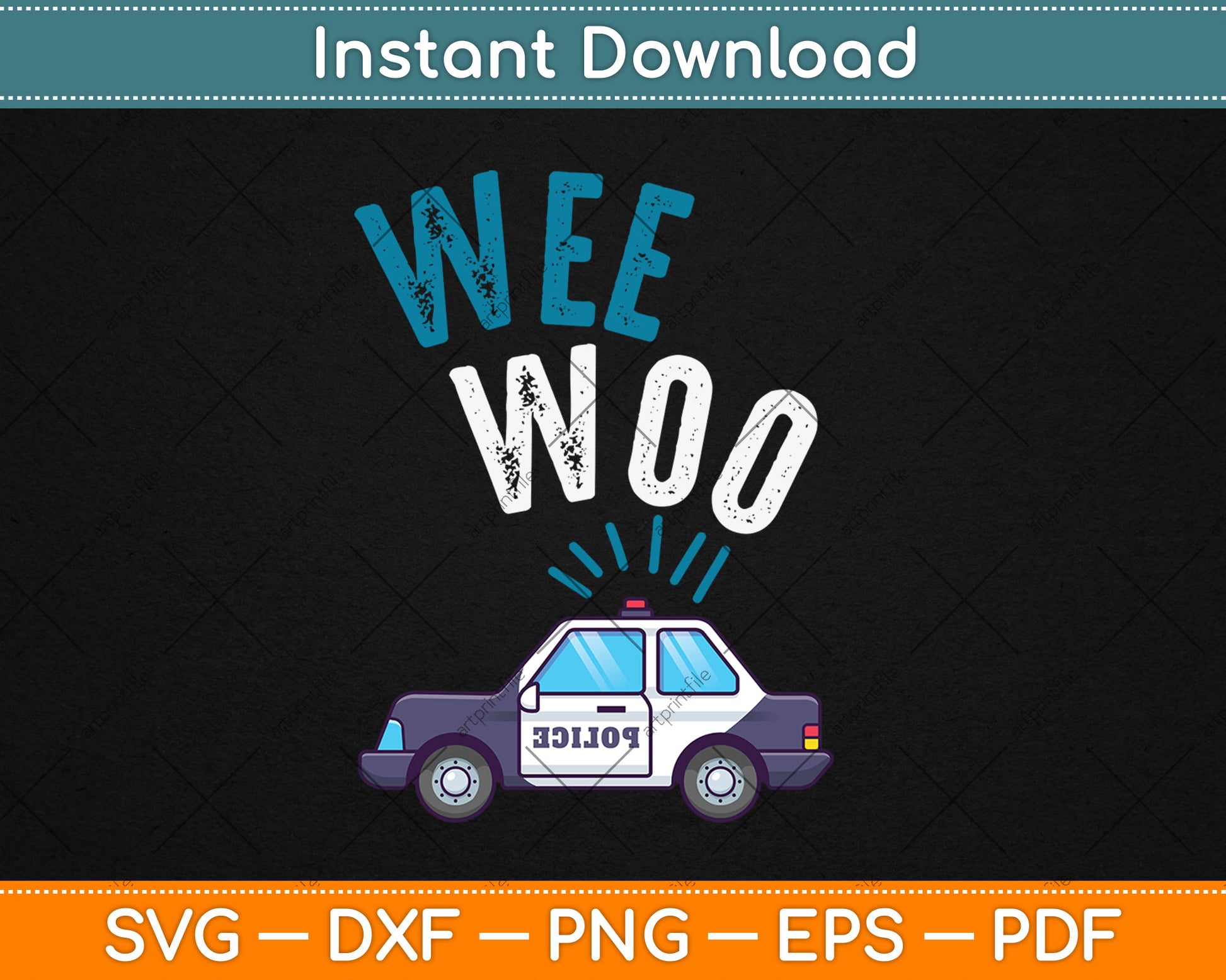 Wee Woo Police Car Funny Cute Svg Digital Cutting File