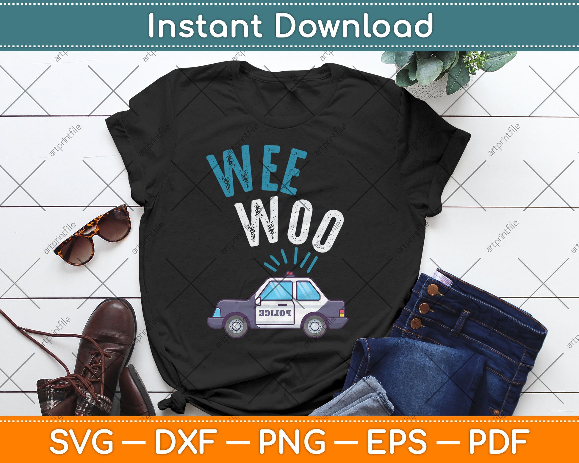 Wee Woo Police Car Funny Cute Svg Digital Cutting File