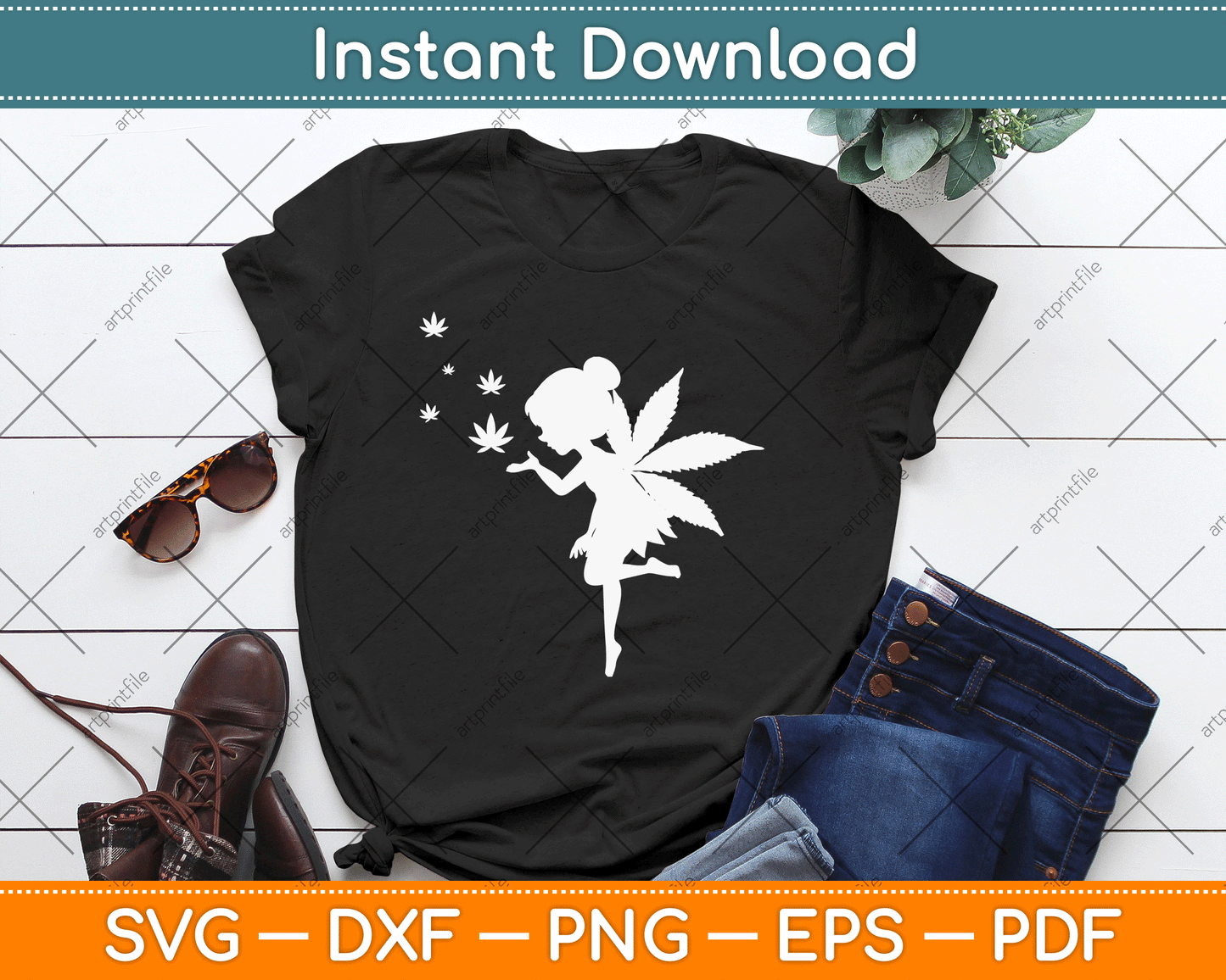 Weed Fairy Marijuana Fantasy Leaf Stoner Pot Smoker Cannabis SVG Digital Cutting File