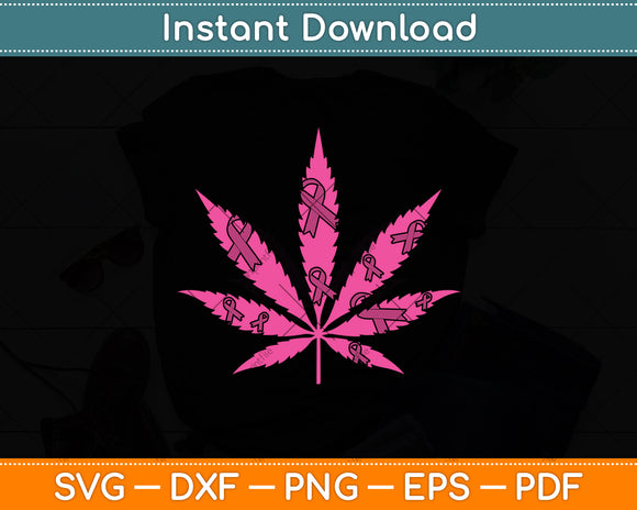 Weed Marijuana Pink Breast Cancer Svg Png Dxf Digital Cutting File