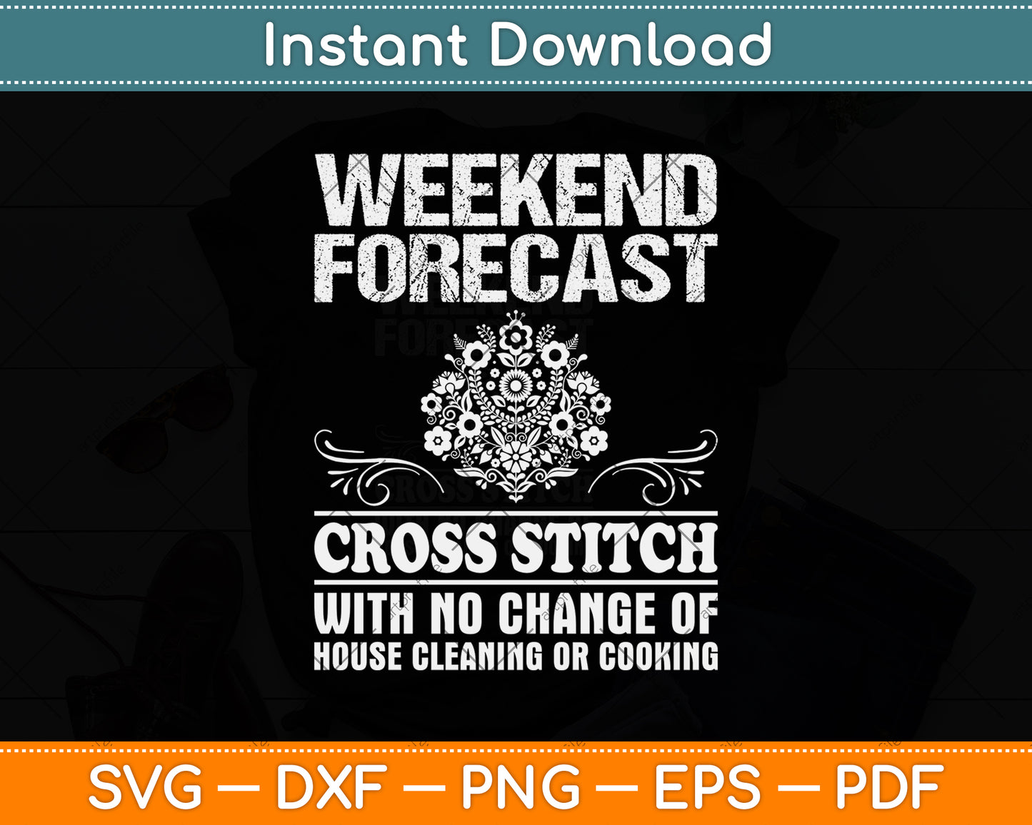 Weekend Forecast Cross Stitch Sewing Svg Png Dxf Digital Cutting File