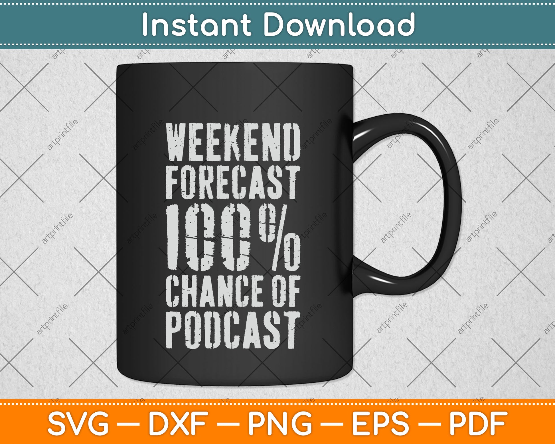 Weekend Forecast Podcast Microphone Podcast Svg Png Dxf Digital Cutting File