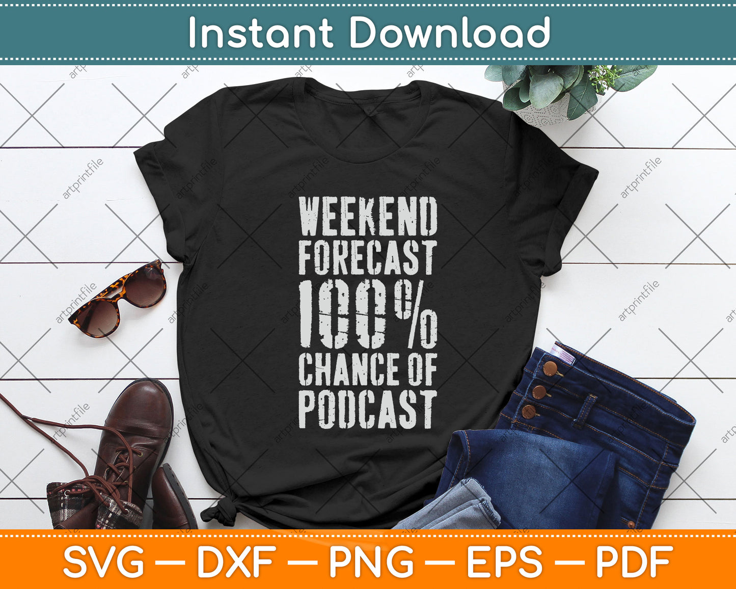 Weekend Forecast Podcast Microphone Podcast Svg Png Dxf Digital Cutting File
