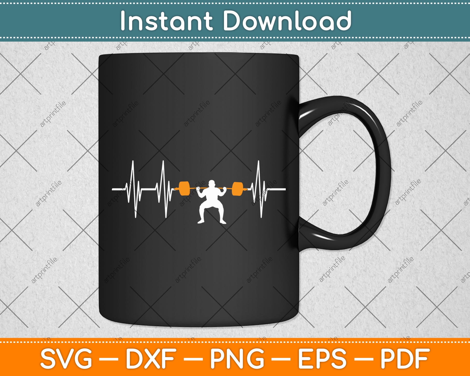 Weightlifting Heartbeat Bodybuilding Svg Digital Cutting File